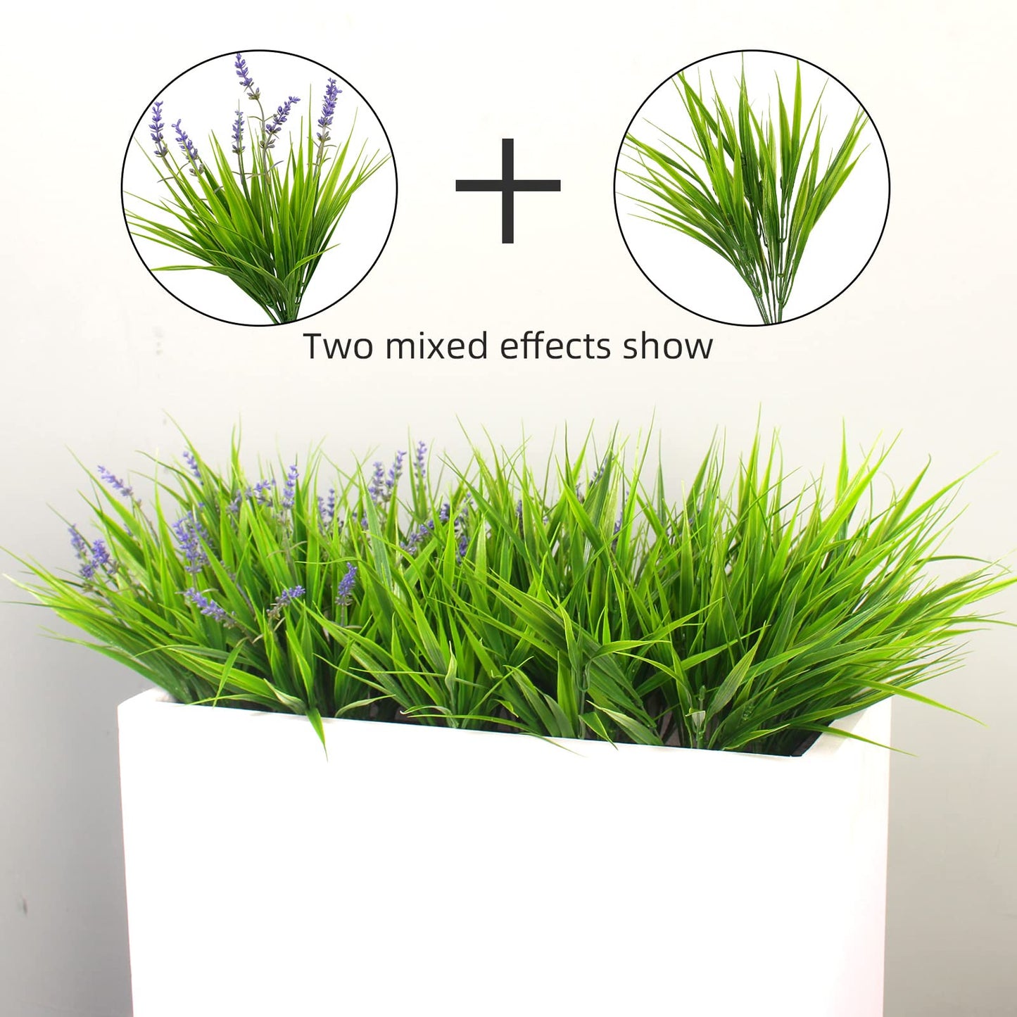 alyptus 12 Bundles Artificial Plants Outdoor Fake Monkey Grass with Flowers for Pot UV Resistant Plant Decor for Window Garden Patio Hanging Planter Pathway Front Porch (Grass with Flowers)