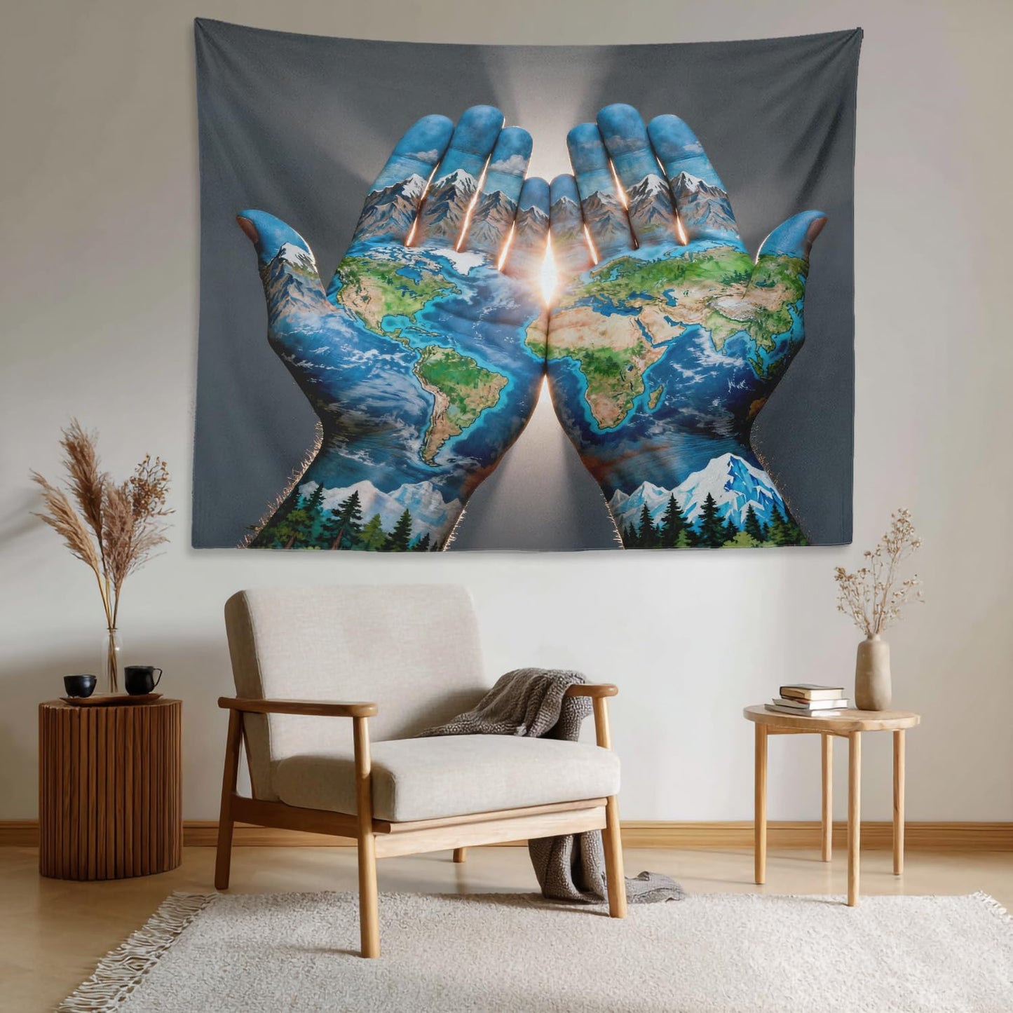 Shrahala Psychedelic Wall Tapestry - Blue Ethnic Design for Bedroom & Living Room (59.1 x 82.7 Inches)