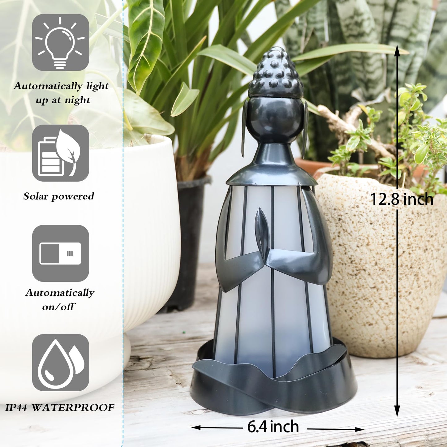 MUMTOP Solar Outdoor Lights Garden Decor, Shakyamuni Buddha Waterproof Solar Powered LED Light Meditation Buddha Yard Art Ornament for Patio Outside Lawn Backyard Balcony Decorations