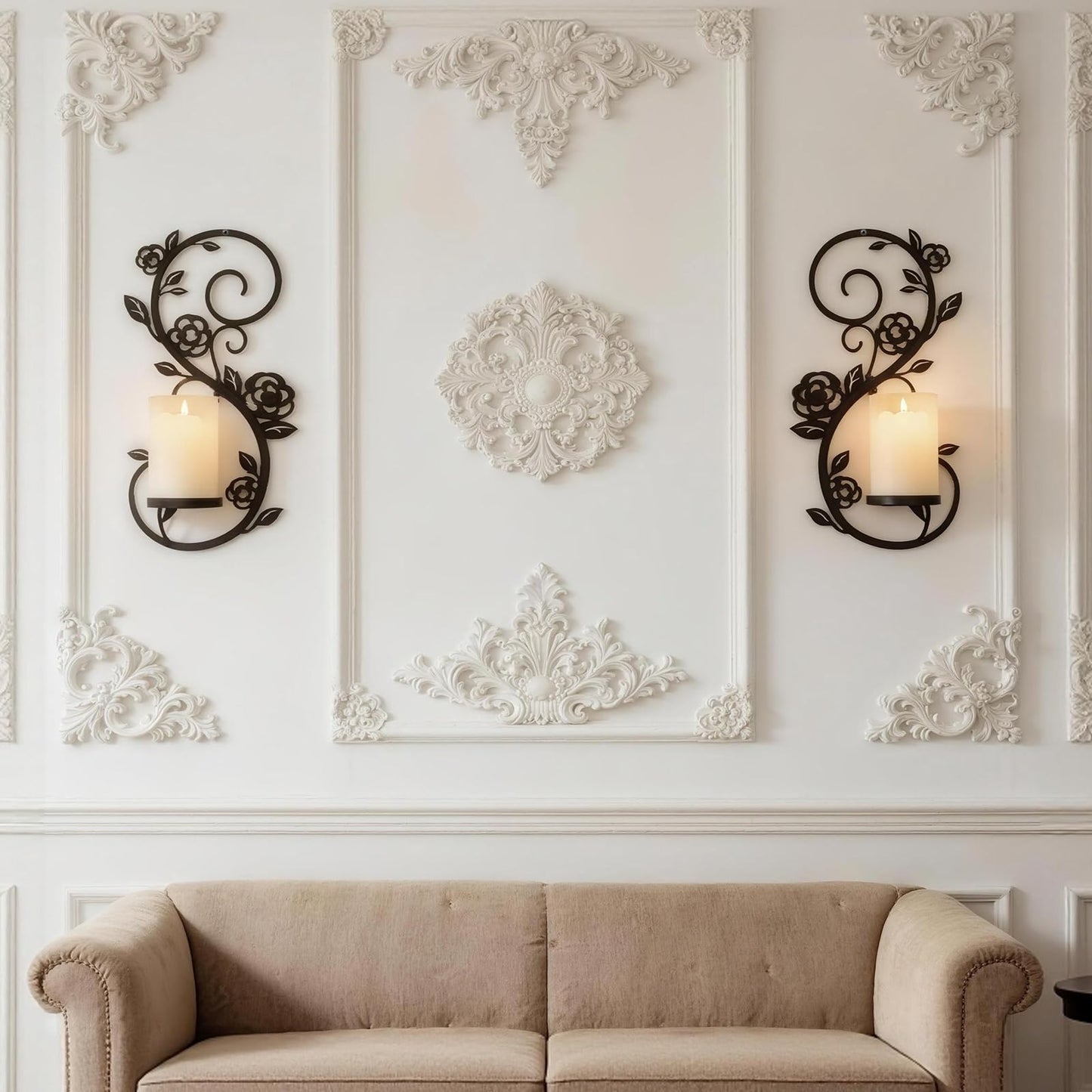 OYEFLY 2 Pcs Wall Sconces Candle Holder (Black)