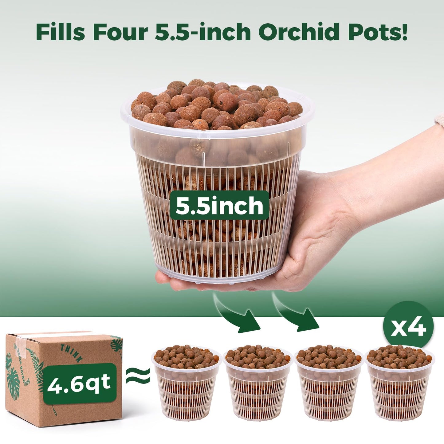 T4U Leca Clay Pebbles for Plants, 4.6qt 10-20 mm Clay Balls for Indoor Plants, Natural Clay Pebbles for Orchid Potting Mix, Hydroponic, Leca Pots, Plant Drainage, Garden Soil