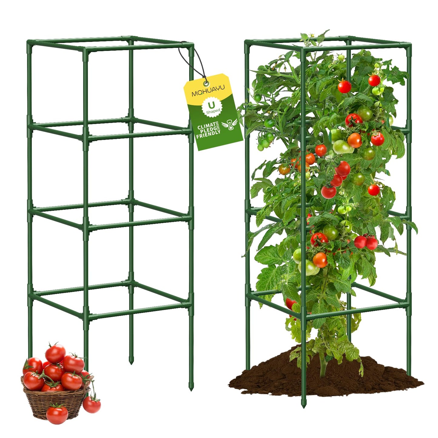 MQHUAYU 2 Pack Tomato Cage for Garden Support, 43 inch Tall Adjustable Plant Support Stakes, Tomato Trellis Extra Bold for Climbing Vegetables Plants Flowers