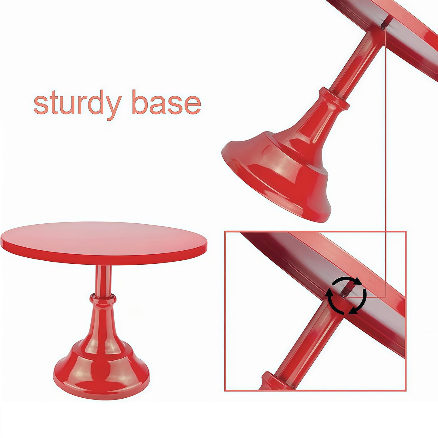 CBBZJY 3 Pcs Metal Cake Stand Set 8/10/12 inch Dessert Table Display Perfect for Baby Shower Wedding Birthday (Red)