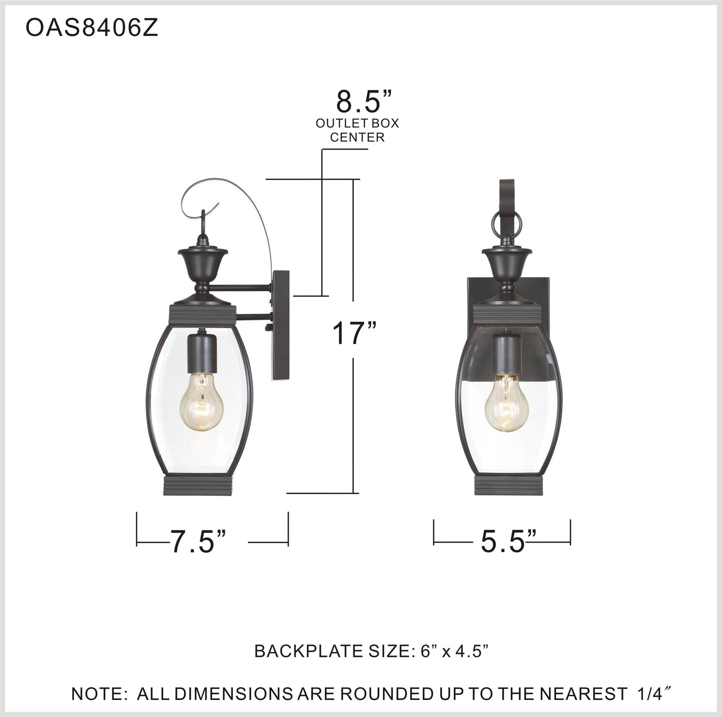 Quoizel Oasis 1-Light Medici Bronze Outdoor Wall Lantern