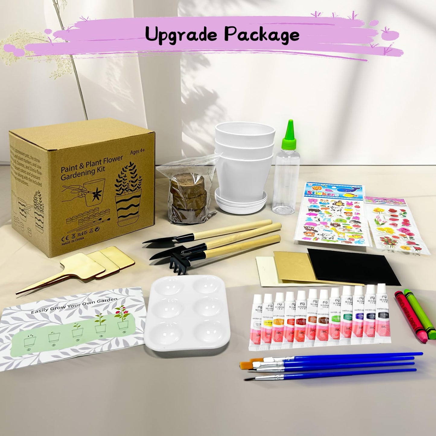Paint & Plant Children’s Gardening Kit for Girls Boys Toys Garden Flower Gardening Gift for Kids Flower Pots Seeds Art Craft Grow Garden Planting Set for Kids Age 4 5 6 7 8 9 10 11 12 13 14 Years Old