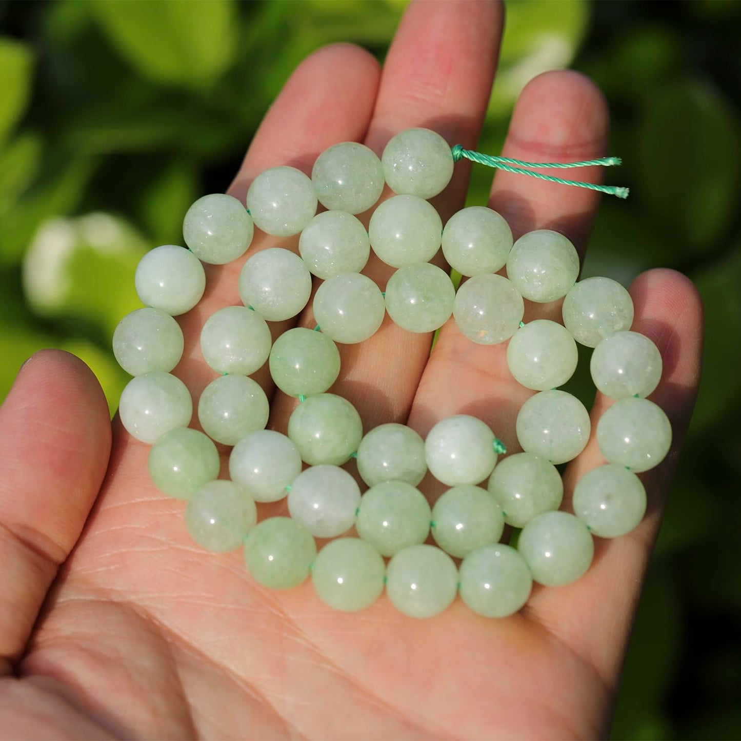 35pcs 10mm Natural Gemstone Beads for Jewelry Making Supplies,Green Burmese Jade Healing Crystal Polished Round Loose Stone Beads for Bracelet Necklace 15 Inch
