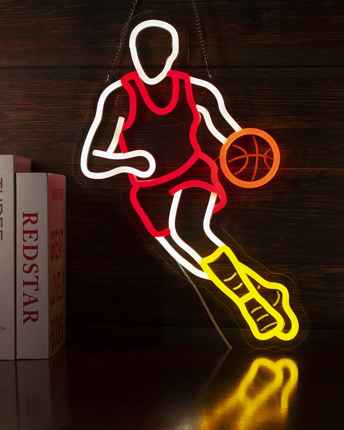 Basketball Neon Signs for Wall Decor,Sport Basketball Player LED Neon light, Dimmable USB Powered, Decor for Home Gym Bedroom Man Cave Arena Room Bar Garage,Gift for Basketball Fans