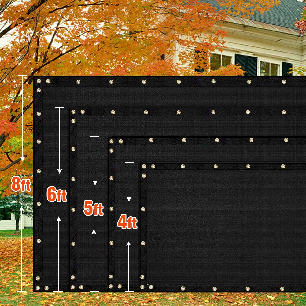 iCover 4x50ft Privacy Screen Fence, Outdoor Fencing Panels, Garden Windscreen Mesh Shade Sail Net Barrier, Include Reinforced Bindings and Brass Grommets Cable Zip Ties, Black