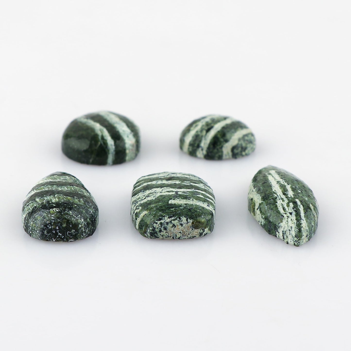 CRYSTALINES 5pcs, Natural Chrysolite Gemstone, Bulk Flatback Cabochon Stone, Polished Loose Supplis for Jewelry Making, Chakra Healing Crystals, Wire Wrapping, Decoration, Gem Collector