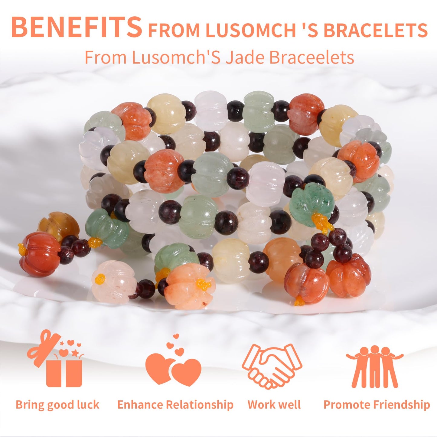 Handmade Natural Jade Beaded Bracelet for Women & Men – Genuine Green/White Jade Gemstone Stretch Bracelet – Lucky Energy Healing Jewelry Gift for Peace, Prosperity & Protection ST-02