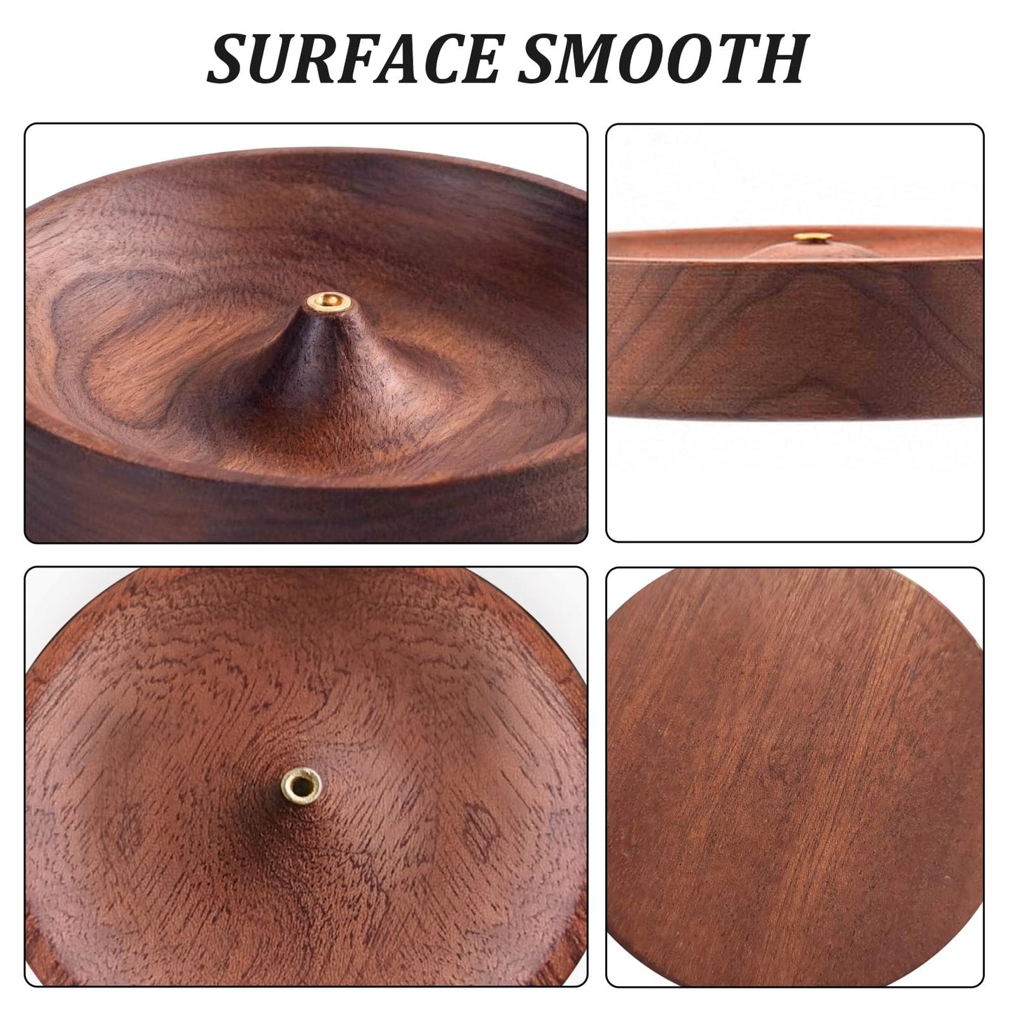 Incense Holder,Black Walnut Hand - Crafted Round Burner for Sticks with Ash Catcher,Perfect for Relaxation at Home, Yoga,Spa & as a Gift(3.5 * 3.5in)