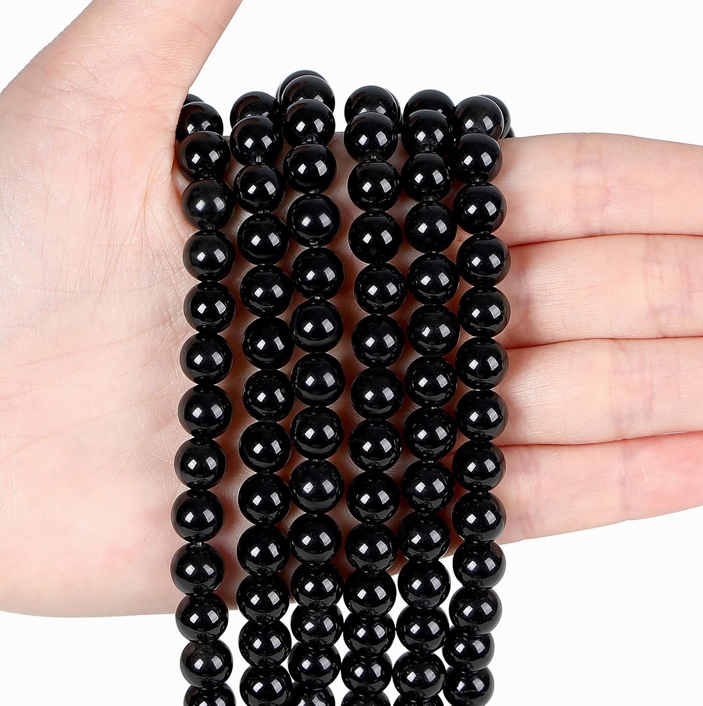 LAIDANLA Black Obsidian 6mm Natural Stone Beads Round Loose Gemstone Stone Beads for DIY Bracelet Necklace Earrings Jewelry Making Polishing Genuine Real Beading 96PCS 2 Strand 32"
