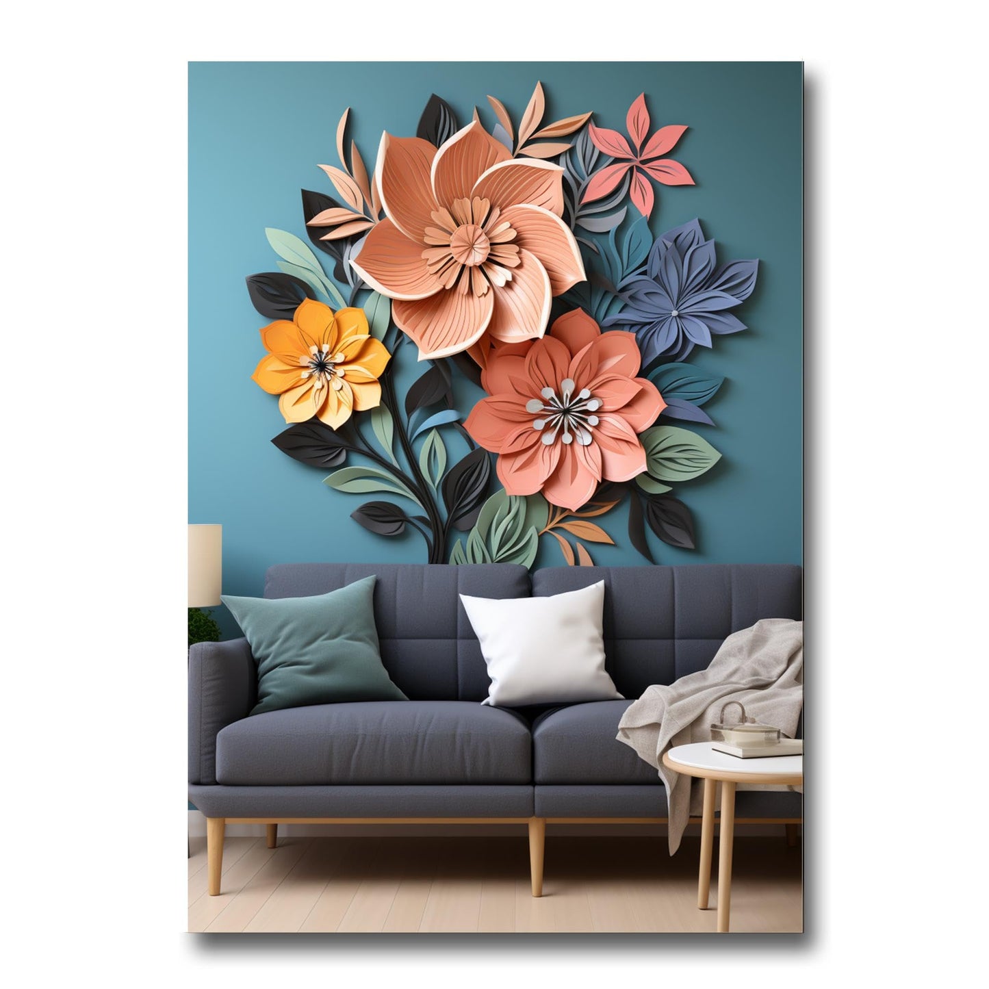 Scandinavian Folk Art, Black and Beige Abstract Botanical Wall Art for Scandinavian Home Decor, Wall Art, Wall Decor