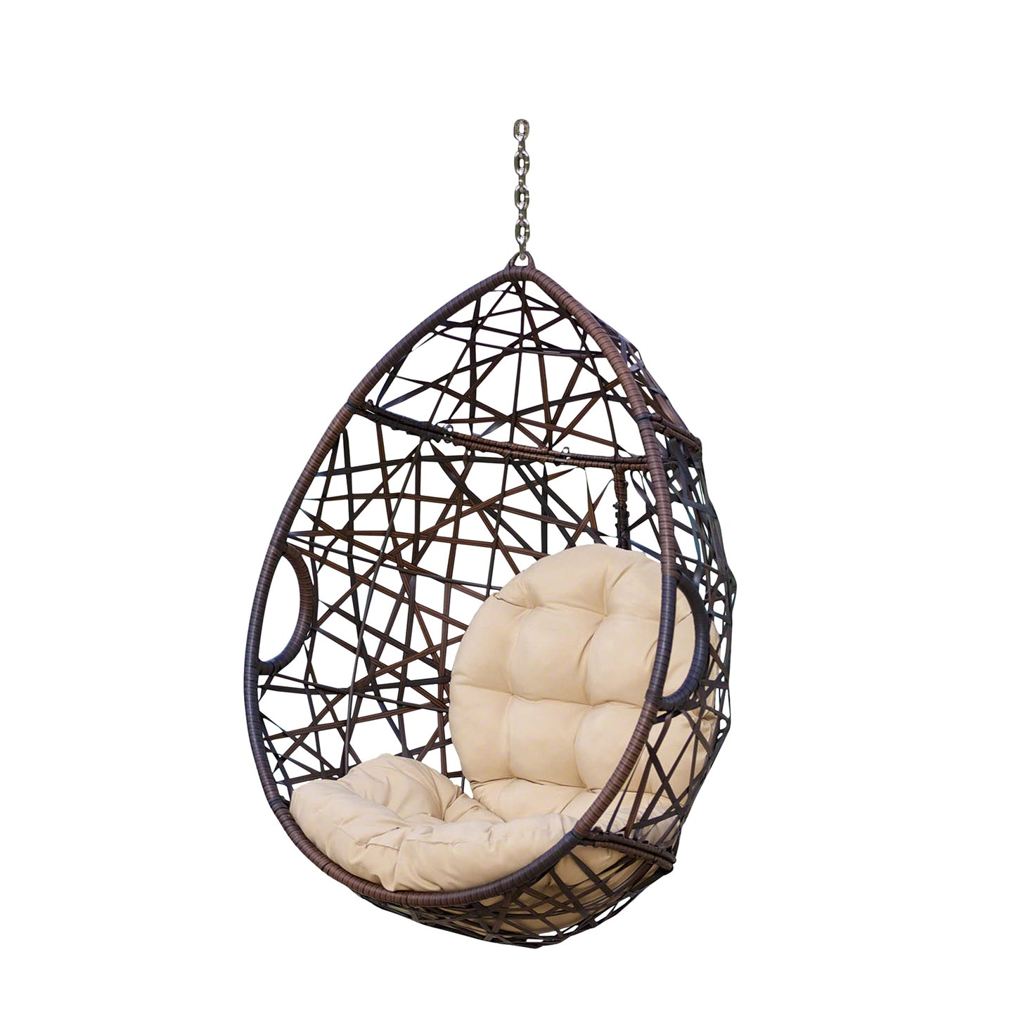Christopher Knight Home Isaiah Indoor/Outdoor Wicker Tear Drop Hanging Chair (Stand Not Included), Multi-Brown and Tan
