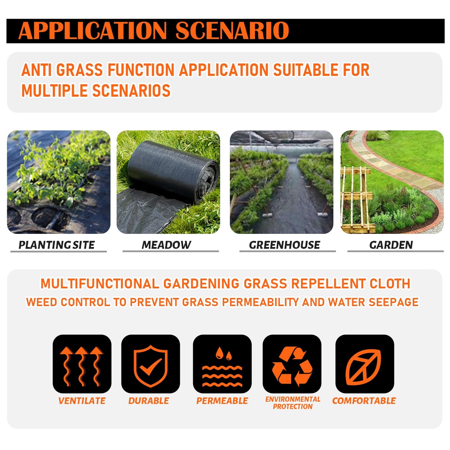 JOYSWAN 3Size Weed Barrier Landscape Fabric Heavy Duty Woven Ground Cover Weed Cloth Geotextile Fabric Driveway Fabric (3x50FT)