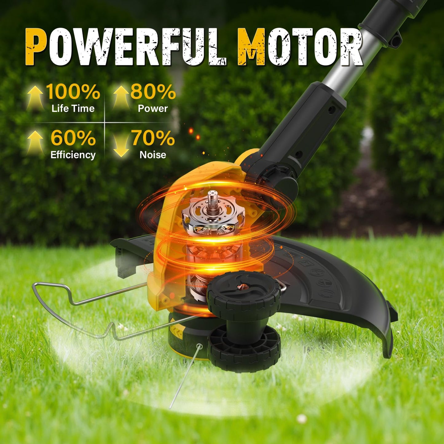 ZEGJAW 12 Inch 20V Cordless String Trimmer and Edger, 2-in-1 Weed Wacker Lawn Edger with 2x2.0Ah Battery and Charger, Battery Powered Grass Cutter with Auto Line Feed and 8pcs Line for Yard, Garden