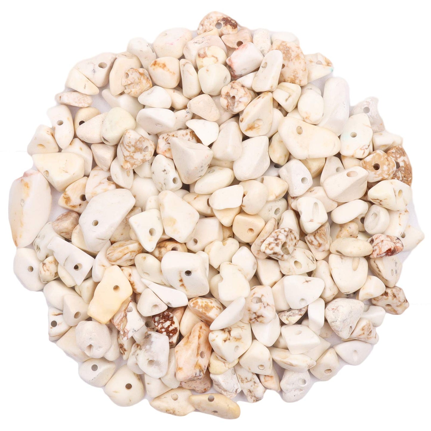 500 pcs Natural Chip Stone Beads, White Turquoise 5-8 mm Irregular Gemstones Healing Crystal Loose Rocks Bead Hole Drilled for Jewelry Making Bracelet