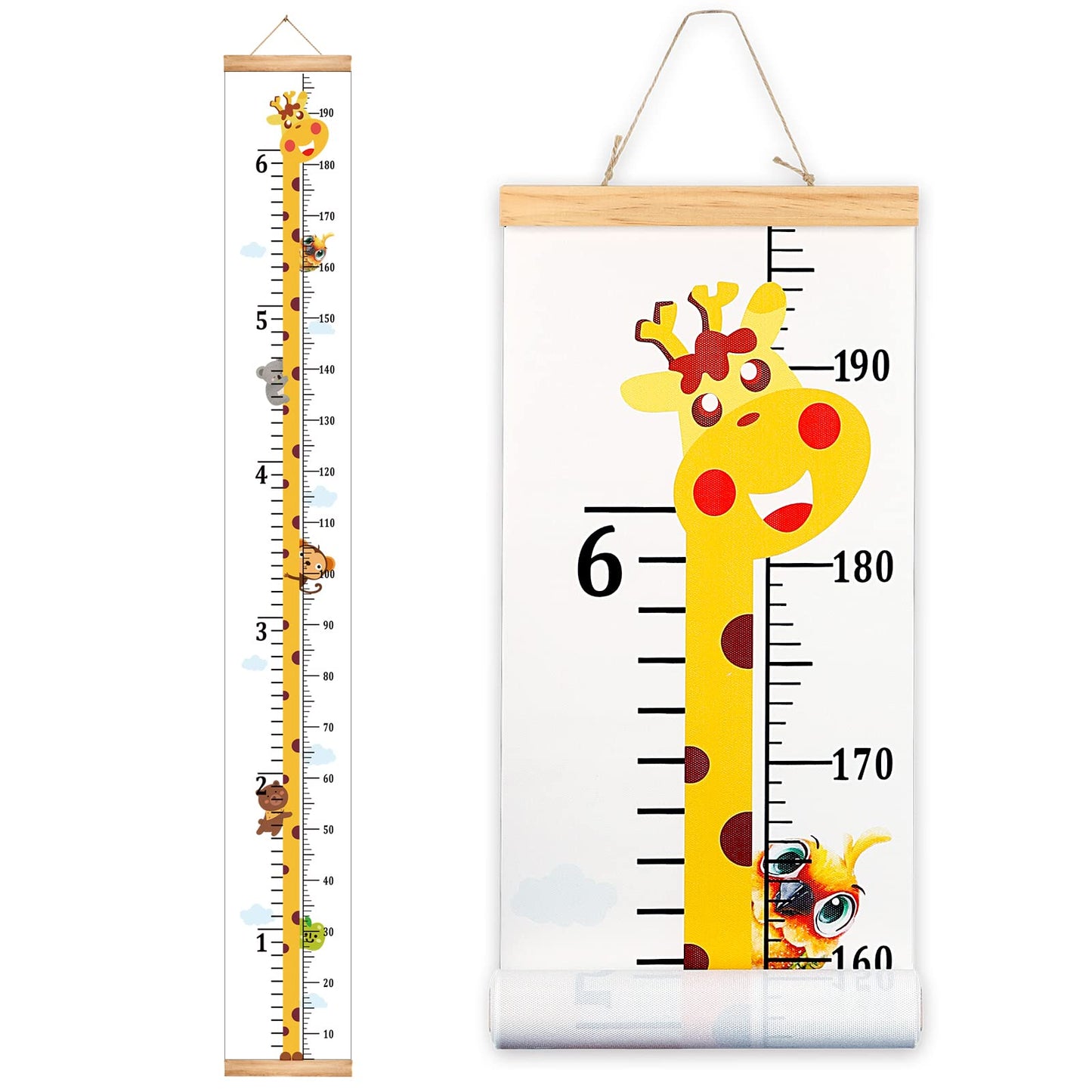 Mibote Baby Growth Height Chart Handing Ruler Wall Decor for Kids, Canvas Removable Height Growth Chart 79" x 7.9" (Giraffe)