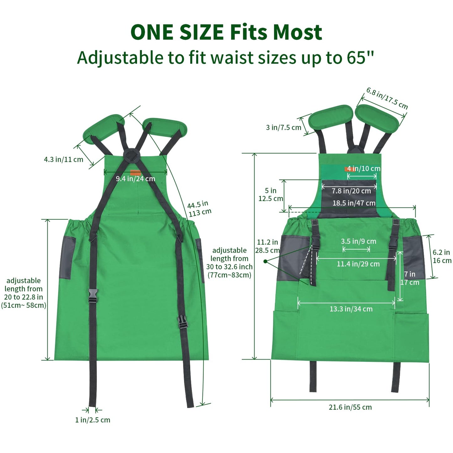 Garden Harvest Apron, Patioland Green Adjustable Fruit Picking Apron w/Bottom Release Pocket,Gardening Apron with Gloves for Women & Men, Fruit Picking and Foraging Apron for Gardeners,Gardening Gifts