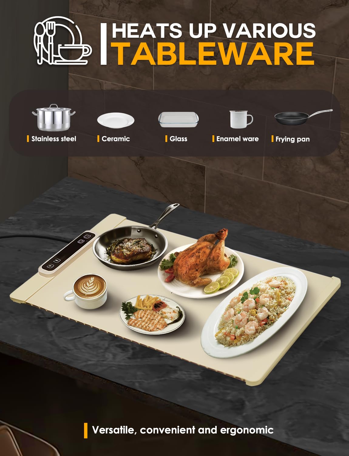 LEBURRY Electric Warming Tray - Rollable/Portable Warming Mat with Timer, Heating and Child Locks Control Feature - Electric Heating Pad for Party, Buffet, Picnic - Food Warmer Mat for Camping,Travel