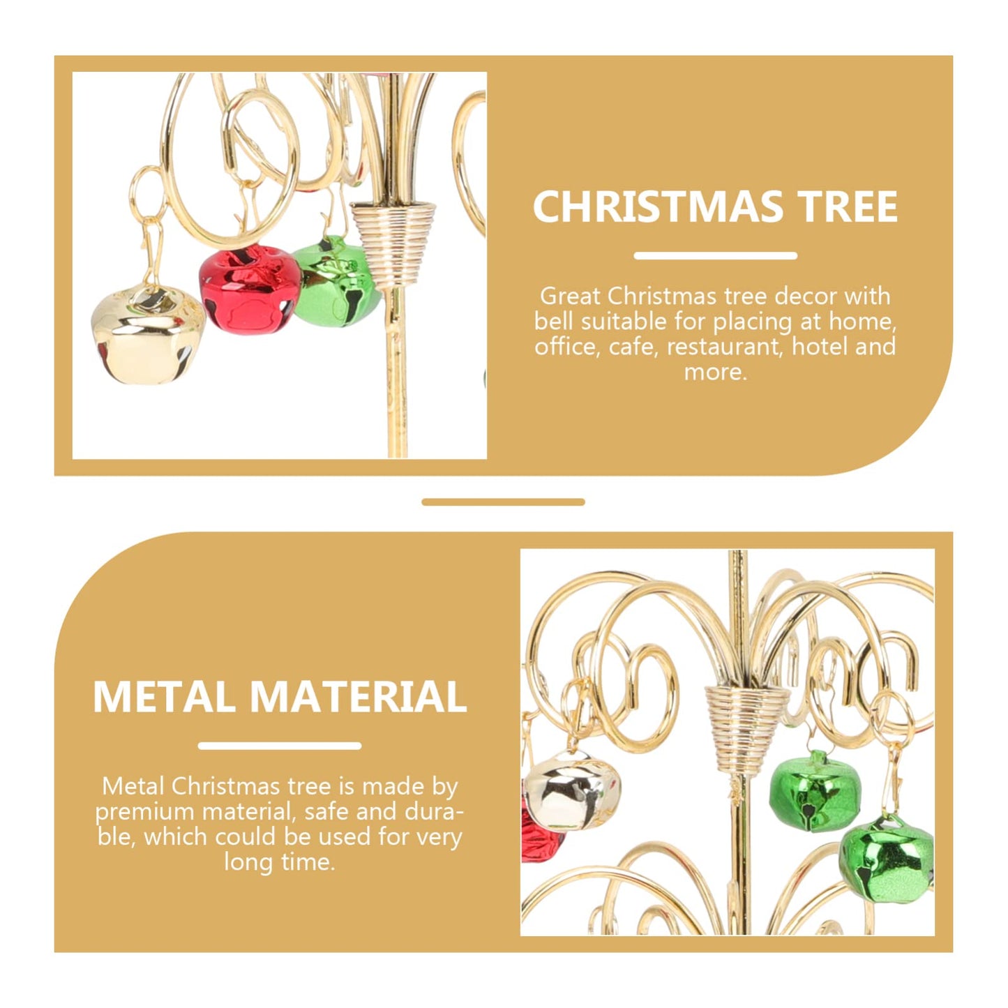VICASKY Desktop Holiday Tree Ornament Metal Christmas Decoration Rotatable Calendar Xmas Ornaments Realistic Display Stand Gold Table Decor Tabletop Mini Trees (11.40X3.73 Inch)