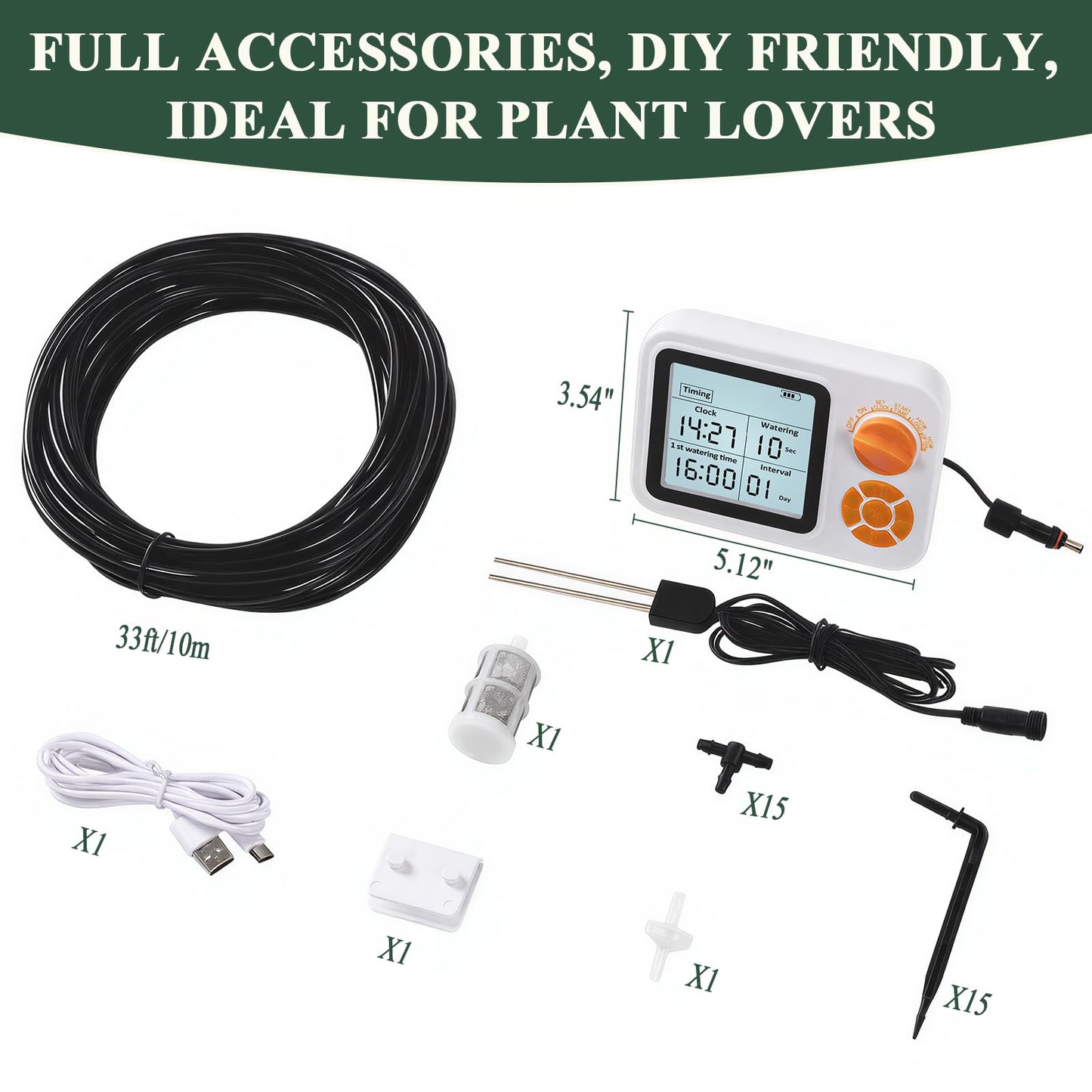 MJIAIDEA Automatic Watering System for Potted Plants, Indoor Auto Plant Waterer with Programmable Timer, Soil Moisture Sensor self Watering Device for 15 Plants, Ideal for Travel, Vacation, Away