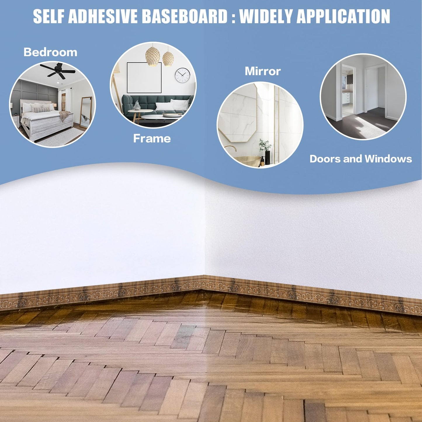 WADILE 90" x 3.1" Peel Stick Foam Molding Trim Self Adhesive, Crown Molding Wallpaper Border Flexible, 3D Wall Edging Lines Foam Baseboard, Wall Trim for Home, Brown, 1PC