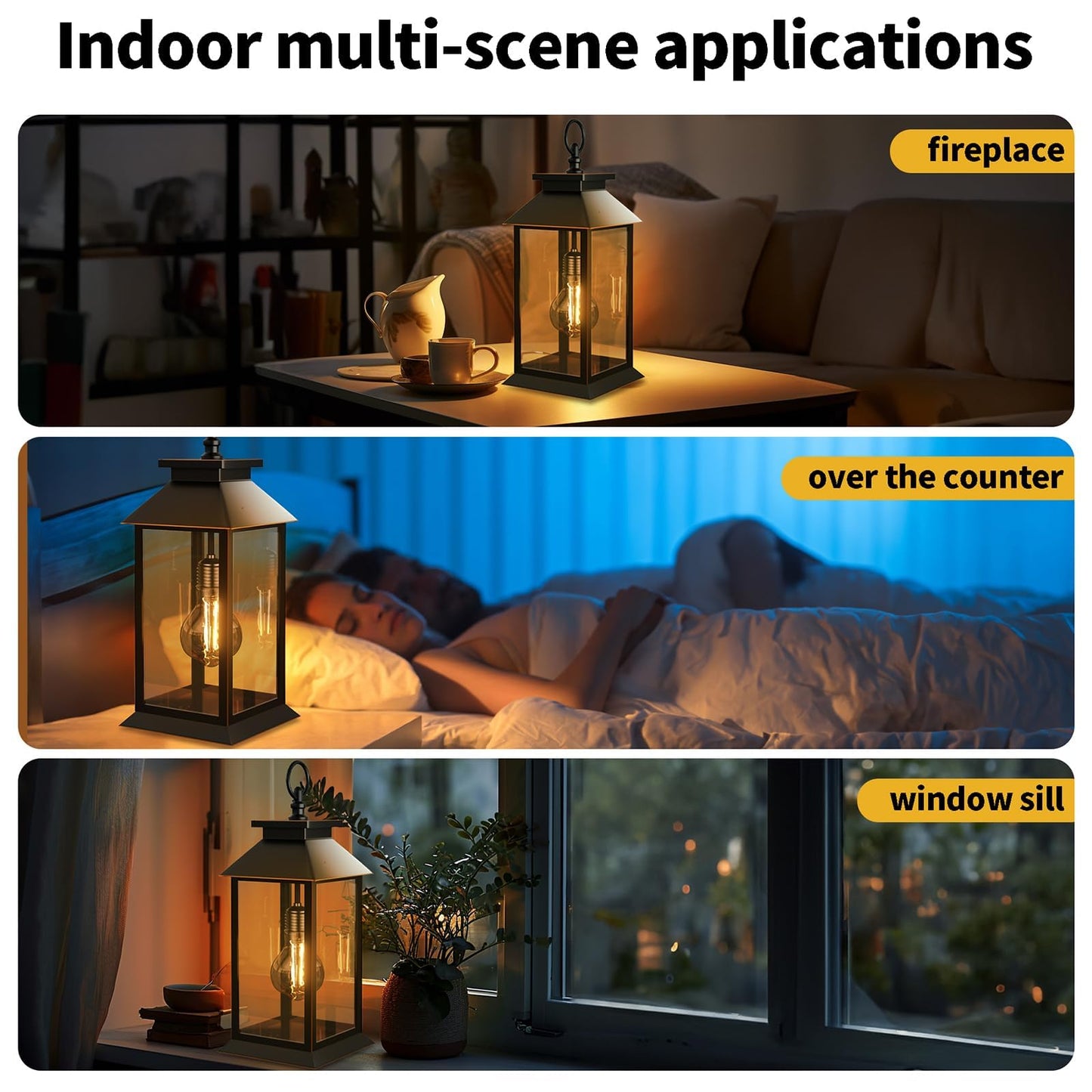 AYTPU 2 Pack Solar Lanterns Outdoor, Hanging Glass Solar Lights Waterproof, Dual Power Solar & 2*AA Battery, for Porch, Patio, Yard and Indoor Table or Mantel