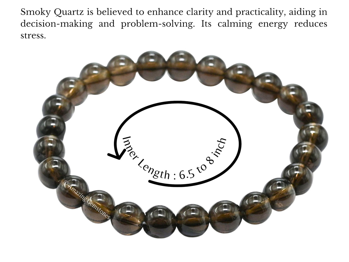 Amazing Gemstone Crystal Bracelet for Women Men's Gifts - Protection Healing Crystal Bracelet - 8mm Gemstone Beaded Stretchable Bracelet Pulseras Para Hombres Mujer Stocking Stuffers Mothers Day Gift (Smoky Quartz)