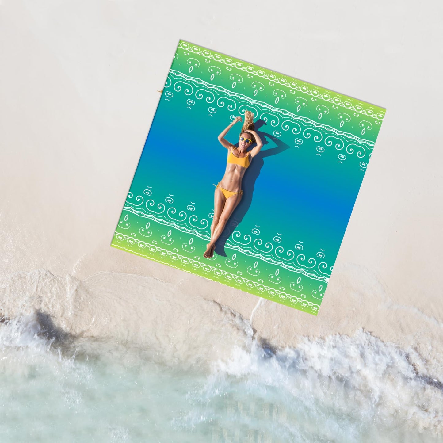 HZJOYUE Oversized Beach Blanket (79" x 79") - Sandproof & Waterproof Outdoor Picnic Mat for 4-7 Adults - Lightweight, Foldable & Portable Ground Cover for Travel, Camping, Festivals