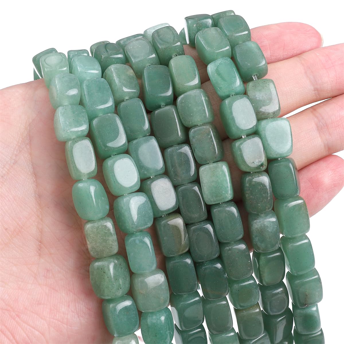 BEADIA Natural Green Aventurine Cuboid Stone Loose Semi Gemstone Beads for Jewelry Making 8mmx12mm 38cm/Strand