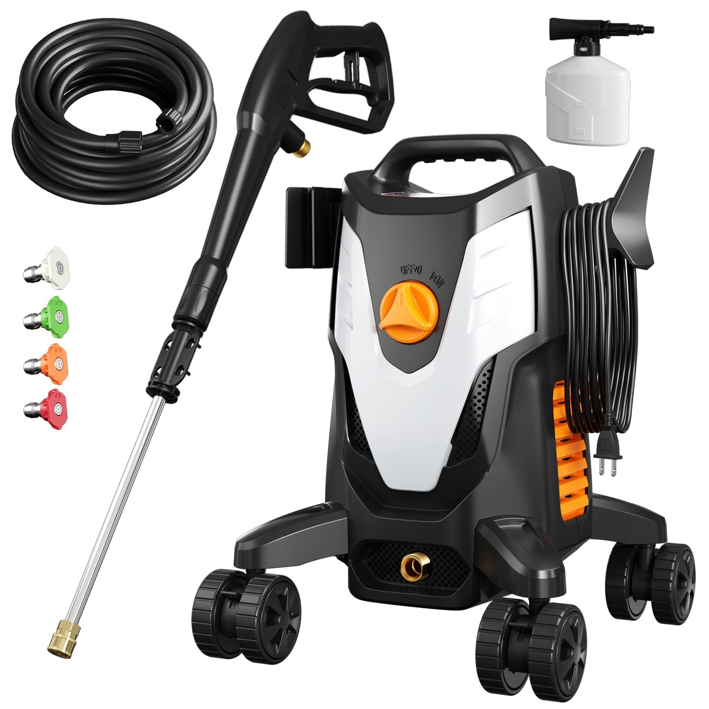 Electric Pressure Washer 4500PSI 2.8 GPM High Pressure Washer with Anti-Tipping Technology, 4 Quick Connect Nozzles, Stainless Steel Spray Wand, Electric Power Washer for Cars/Fences/Driveways/Home
