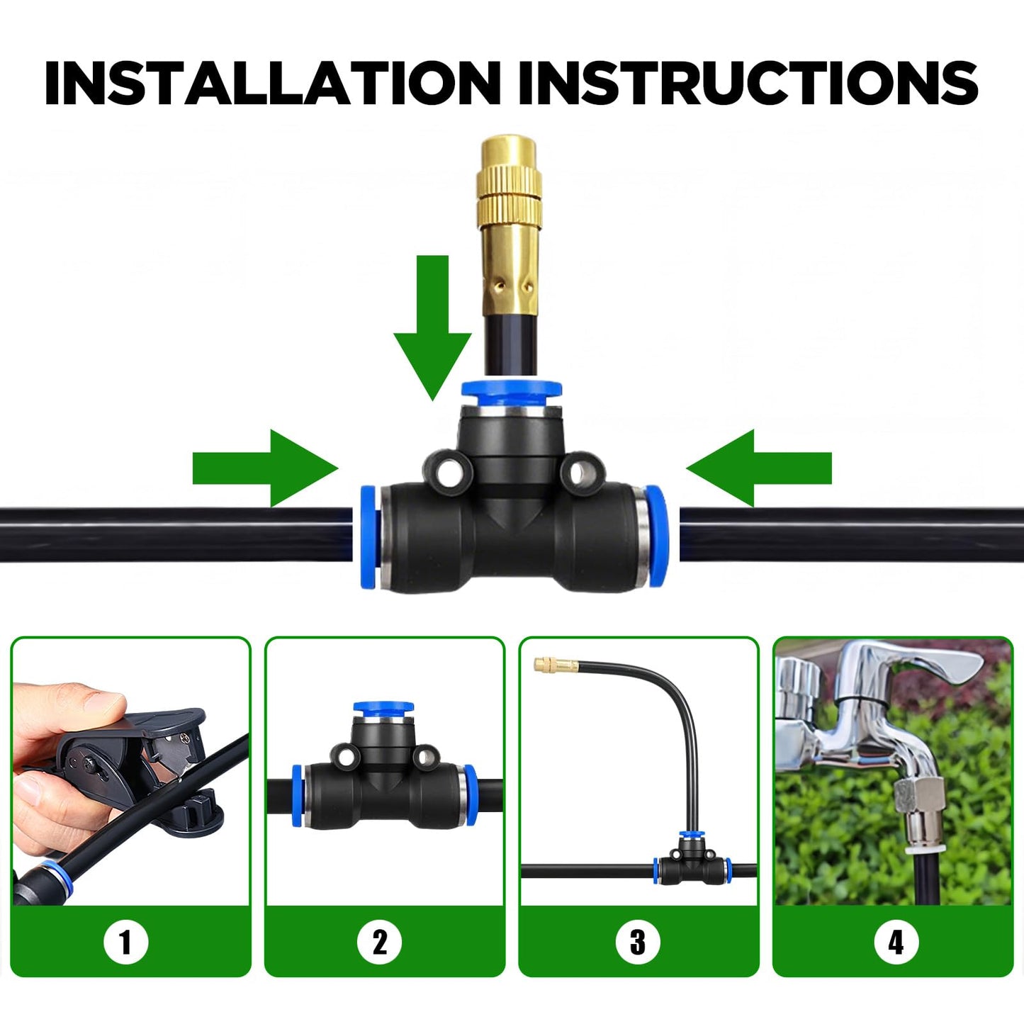 DEMORA 66FT Automatic Drip Irrigation Kit, Bendable Watering Hose with Multi Sprinkler Heads, Misting System for Garden Yard Outdoor Plants Greenhouse