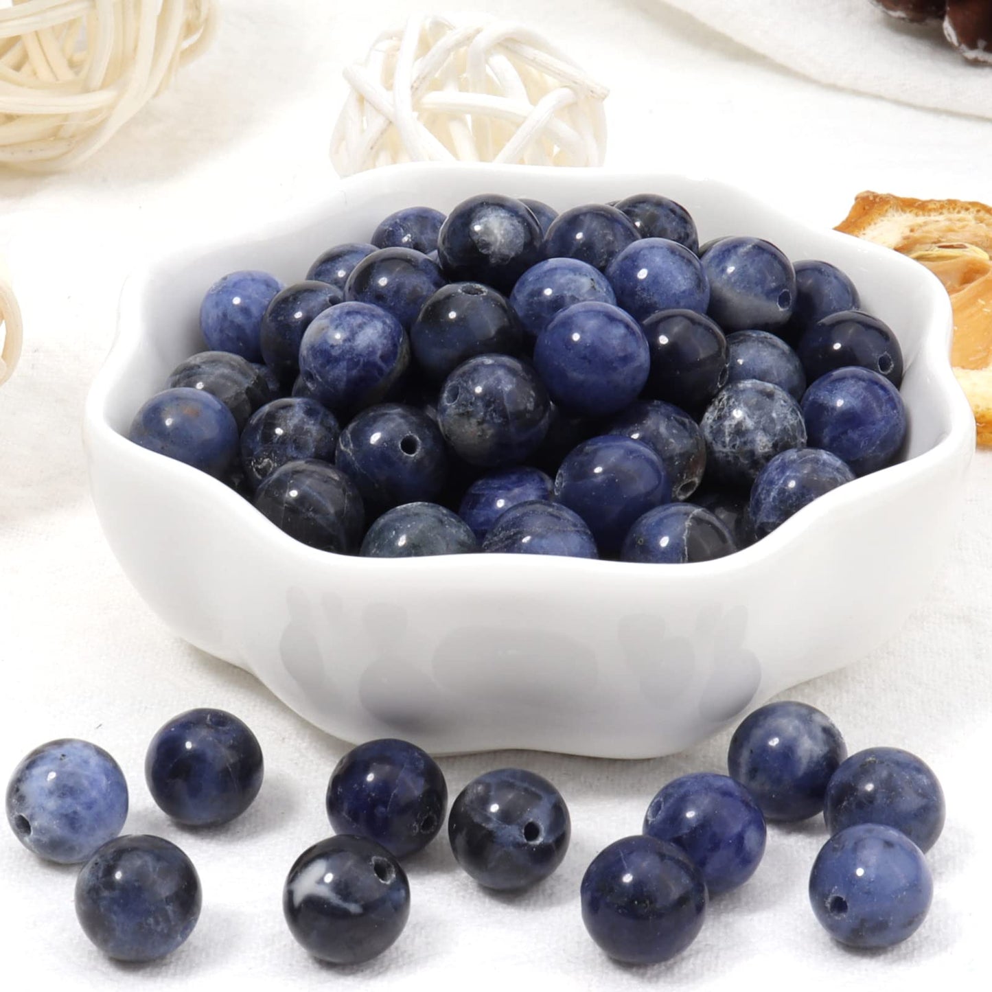 45pcs 8mm Natural Stone Beads Blue Sodalite Beads Energy Crystal Healing Power Gemstone for Jewelry Making, DIY Bracelet Necklace