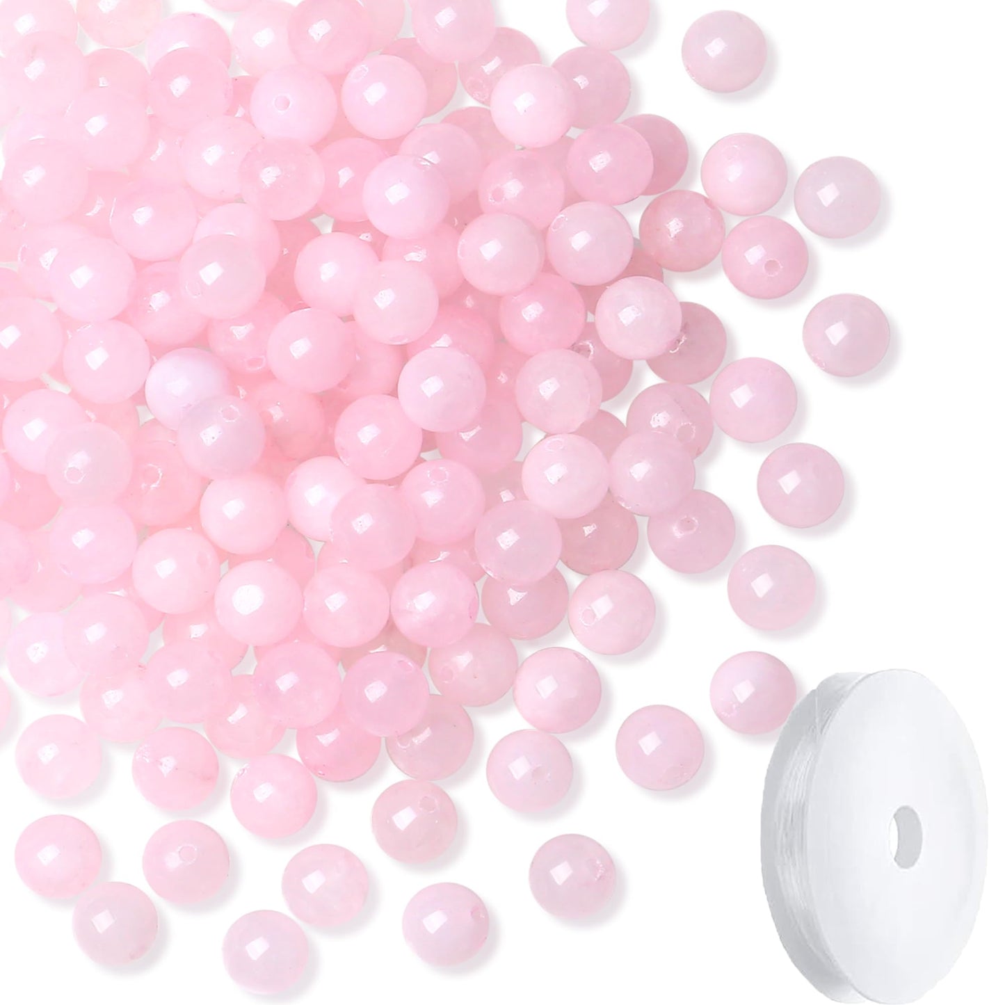 NUKAYAI Natural Rose Quartz Beads 100Pcs 8mm Pink Crystal Beads Loose DIY Round Stone Bead for Bracelet Necklace Earrings Making
