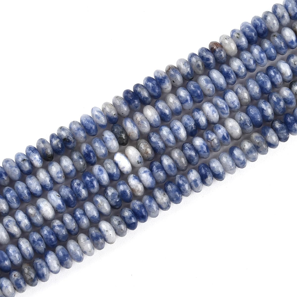 160pcs 4x2mm Natural Blue White Sodalite Disk Rondelle Spacer Stone Semi Precious Gemstone Loose Beads for Jewelry Making 15 Inch