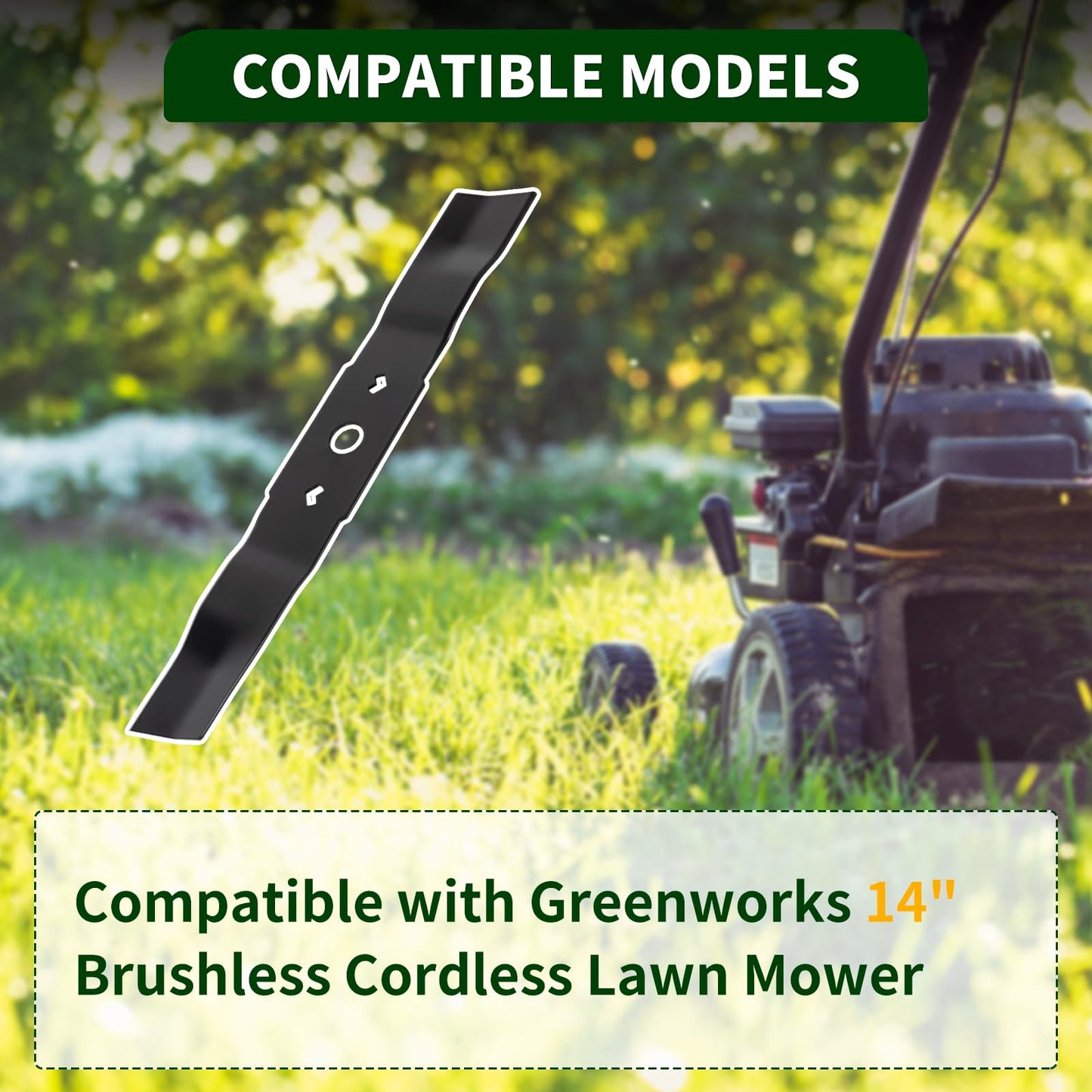 CLSR2U MO48L2212 Lawn Mower Blade Compatible with G reenworks MO48L2212 Brushless Mower 14-Inch - Replaces C3203355-01