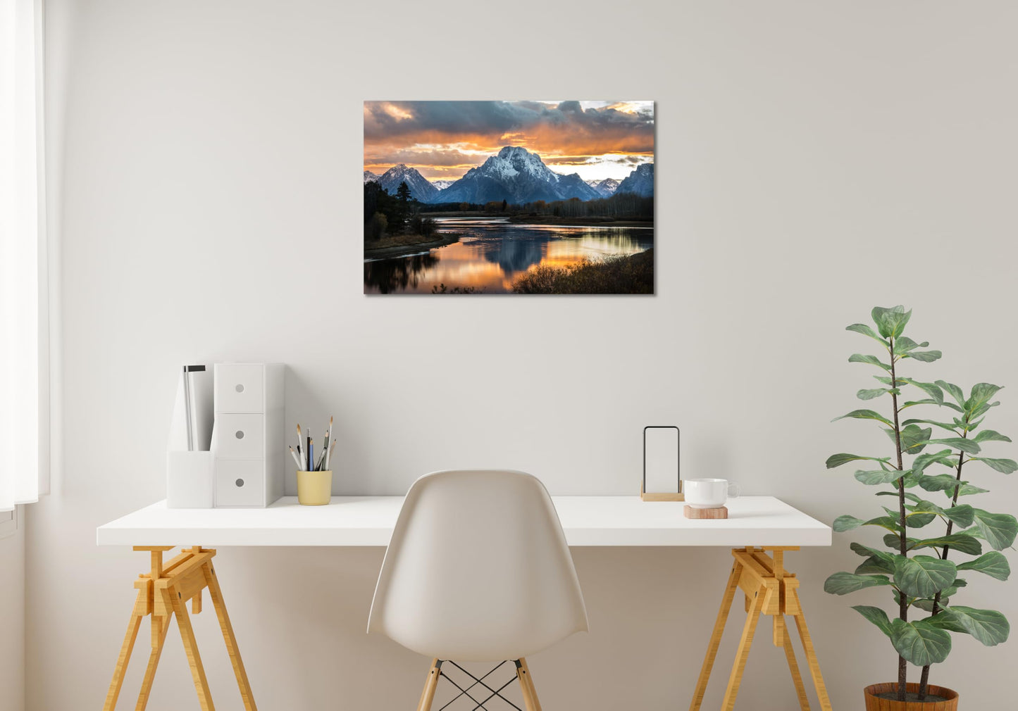 SKASNFAI Grand Teton National Park Canvas Wall Art Mountain Landscape Print Picture Framed Nature Wall Decor for Living Room Office (16L x 24W)