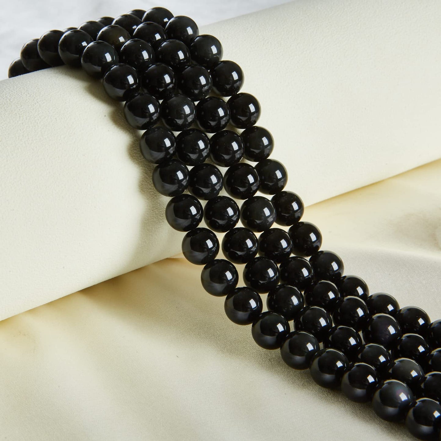 100pcs 8mm Black Obsidian Beads Natural Gemstone Beads Round Loose Beads for Jewelry Making
