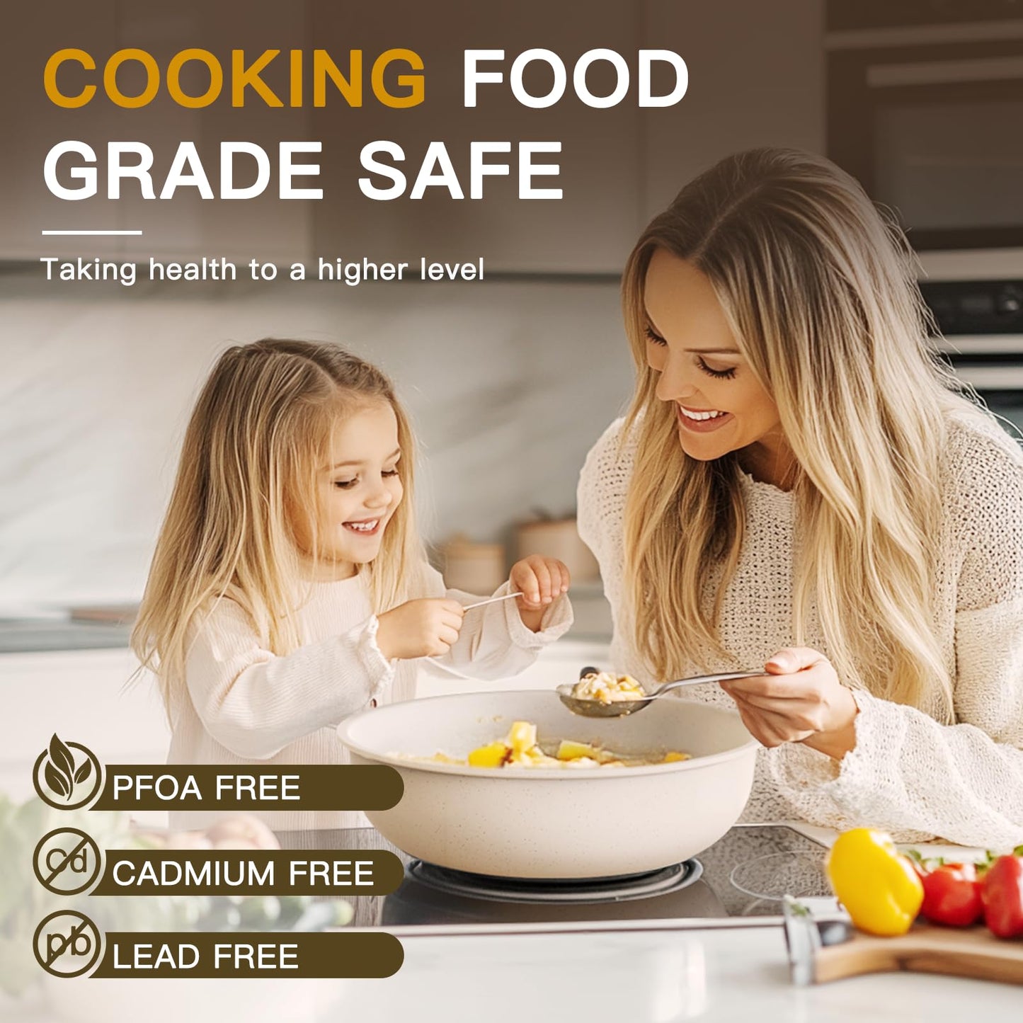 Astercook 21 Pcs Pots and Pans Set Non Stick, Ceramic Cookware Set Detachable Handle, RV Kitchen Cooking Set Removable Handles, Oven Safe, Induction Ready, Stackable, Cream White, Mothers Day Gifts