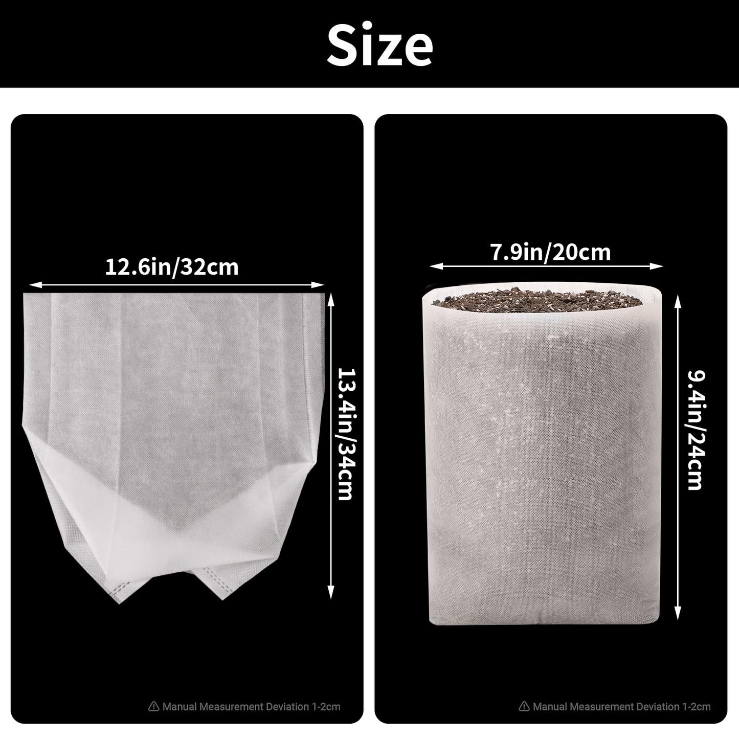 ENPOINT Fabric Grow Bags - 12.6x13.4 inches Breathable Seed Starter Plant Grow Bags for Seedling Pots, Nursery Pots for Plants, 50pcs