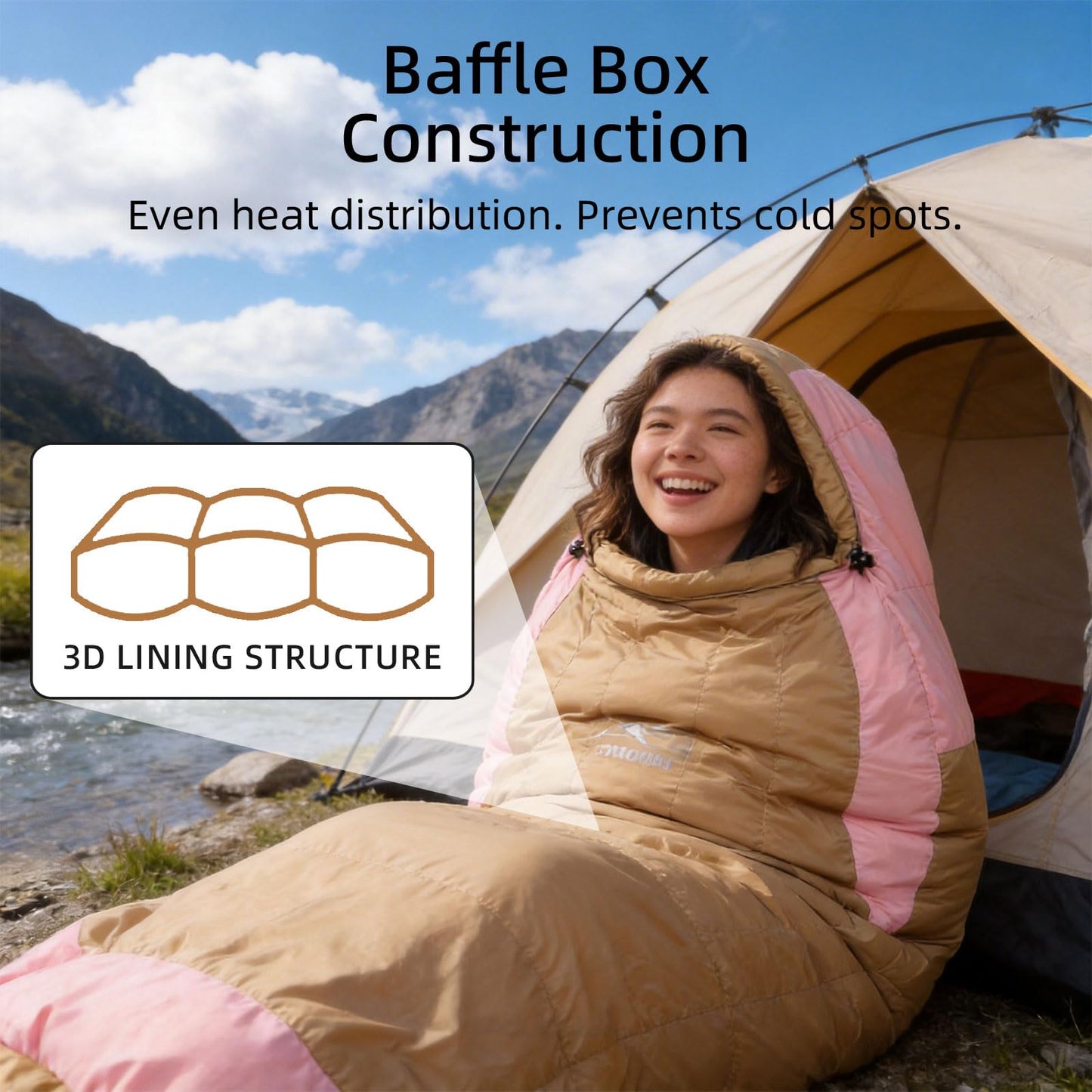 HLITMOUT Down Sleeping Bag for Backpacking with Pillow,15°F 32°F 45°F Ultralight Compact Mummy Sleeping Bag with 680FP Duck Down for Woman,Kids,Teens Camping and Hiking Outdoor