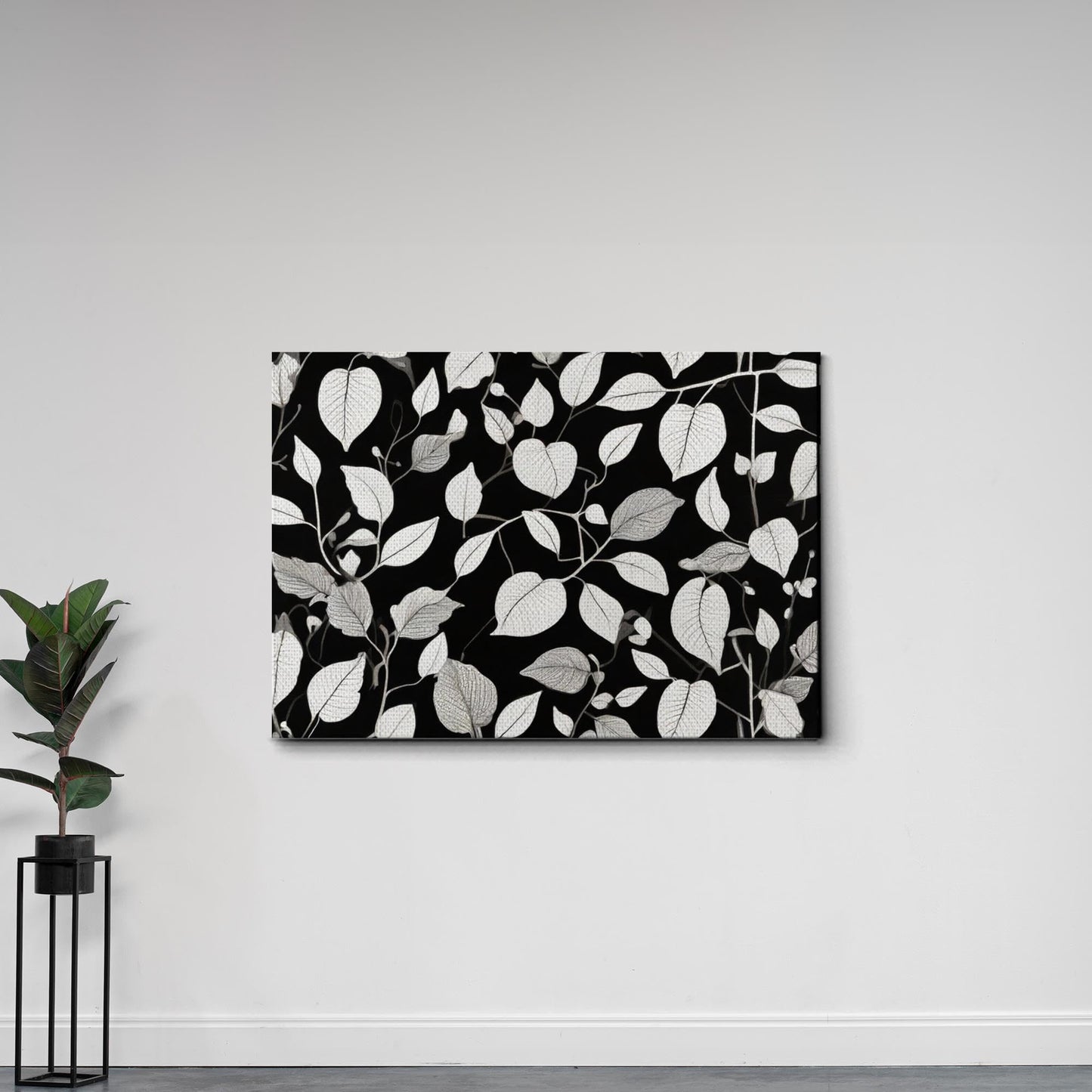 Canvas Print Scandinavian Folk Art Black and Beige Abstract Botanical Wall Art for Scandinavian Home Decor Decor Canvas, Decor