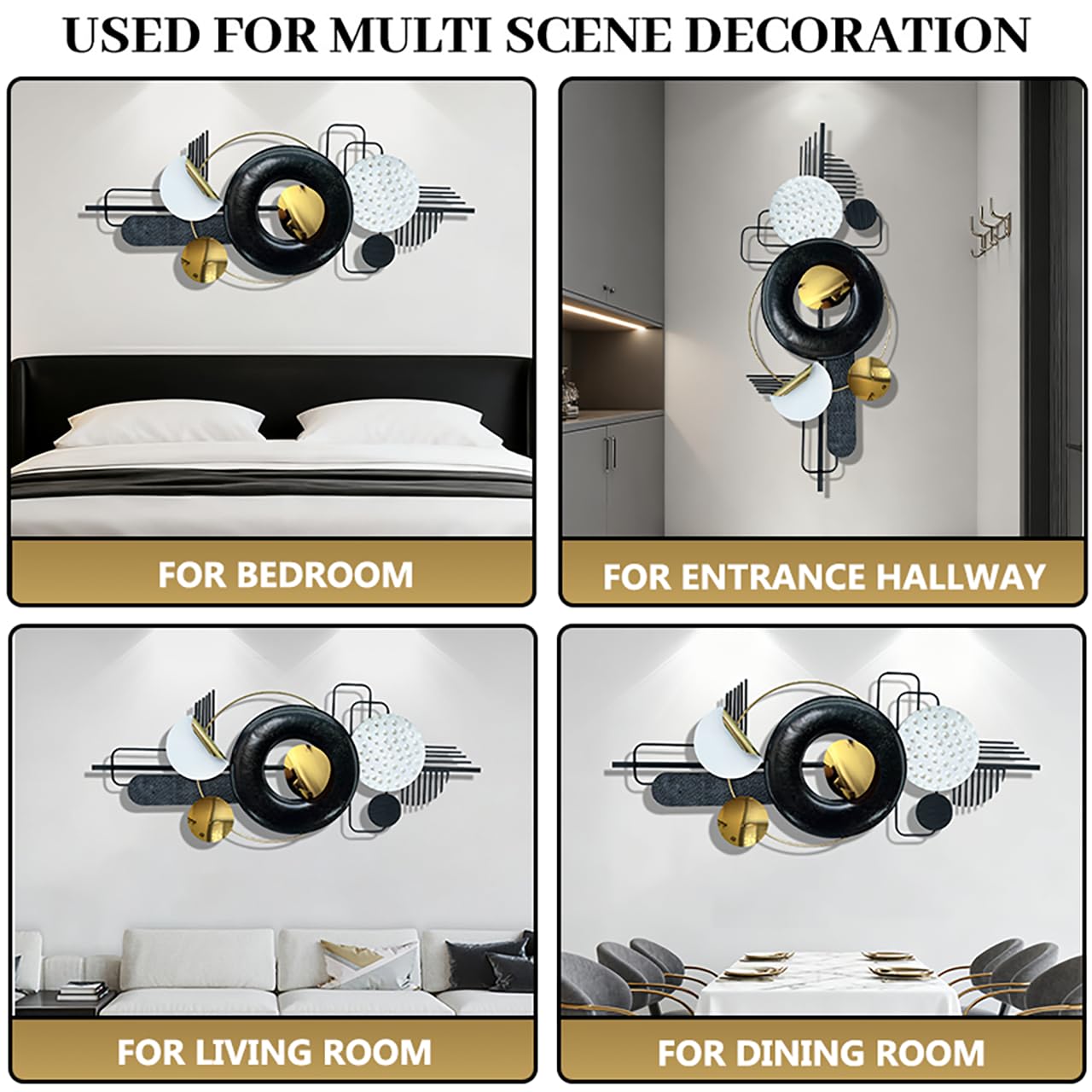 Ironelle Abstract Metal Wall Art Modern Metal Wall Sculptures Large 59" x 25" 3D Textured Black Wall Decor for Living Room Bedroom Office Kitchen Hallway Dining Room Wall Hanging Decor