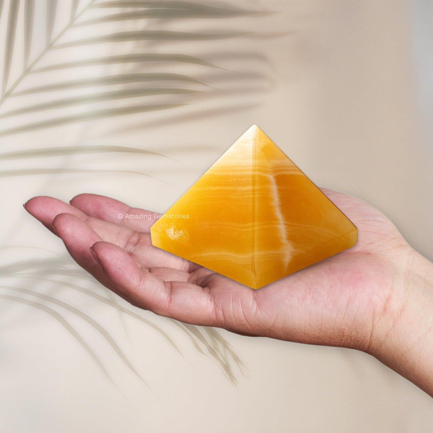 Amazing Gemstone Yellow Calcite Pyramid Crystal Healing Stones - 2" Great Pyramid Figurine of Natural Stone Pyramid for Meditation, Reiki, Chakra Balancing and Crystal Pyramids Grid