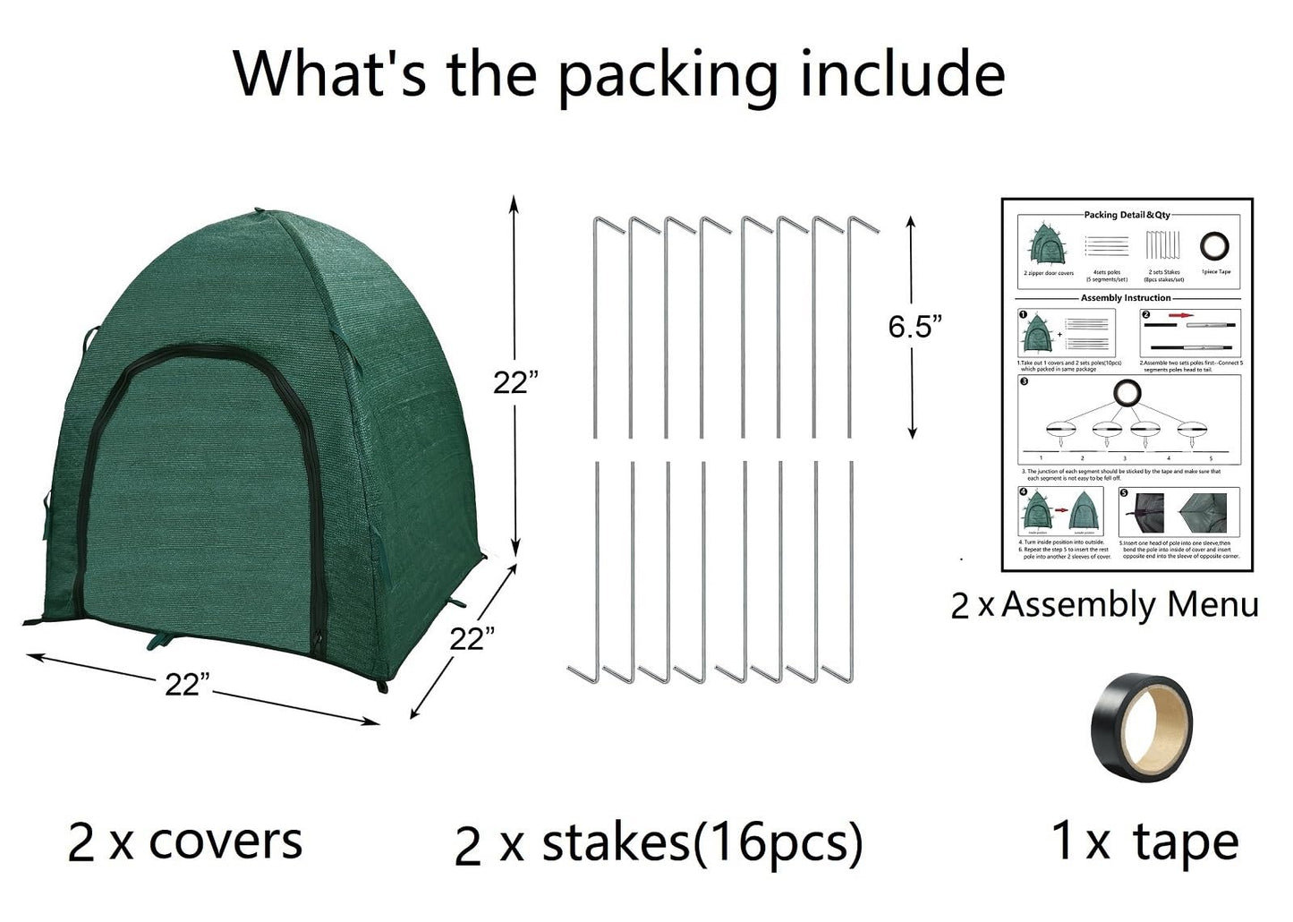 YAMYGA Winter Plant Covers for Snow and Ice Protection Shrub Cover Freeze Protection Plant Tent Protect Outdoor Plant and Potted Plant from Snow Frost Sun and Animal with Zipper Door 22*22*22 (2Packs)