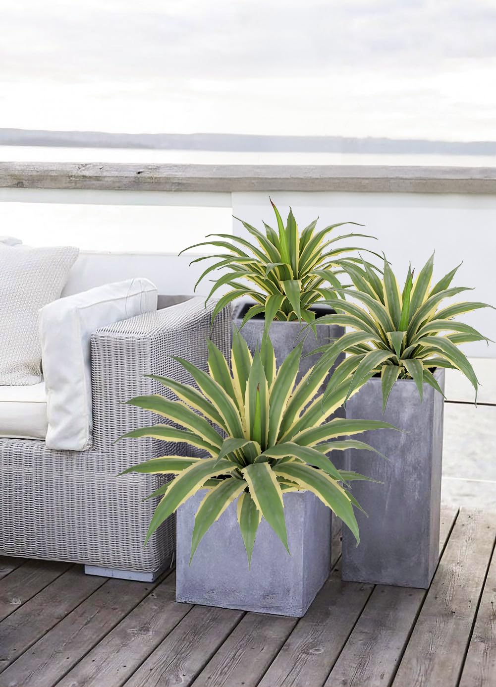 Hollyone Large Artificial Agave Plants 21.6" Tall Fake Agave Plant in Black Pot with Real Stone Pebbles Faux Succulent Aloe Tropical Plants Potted for Indoor Outdoor Home Patio Garden Decor