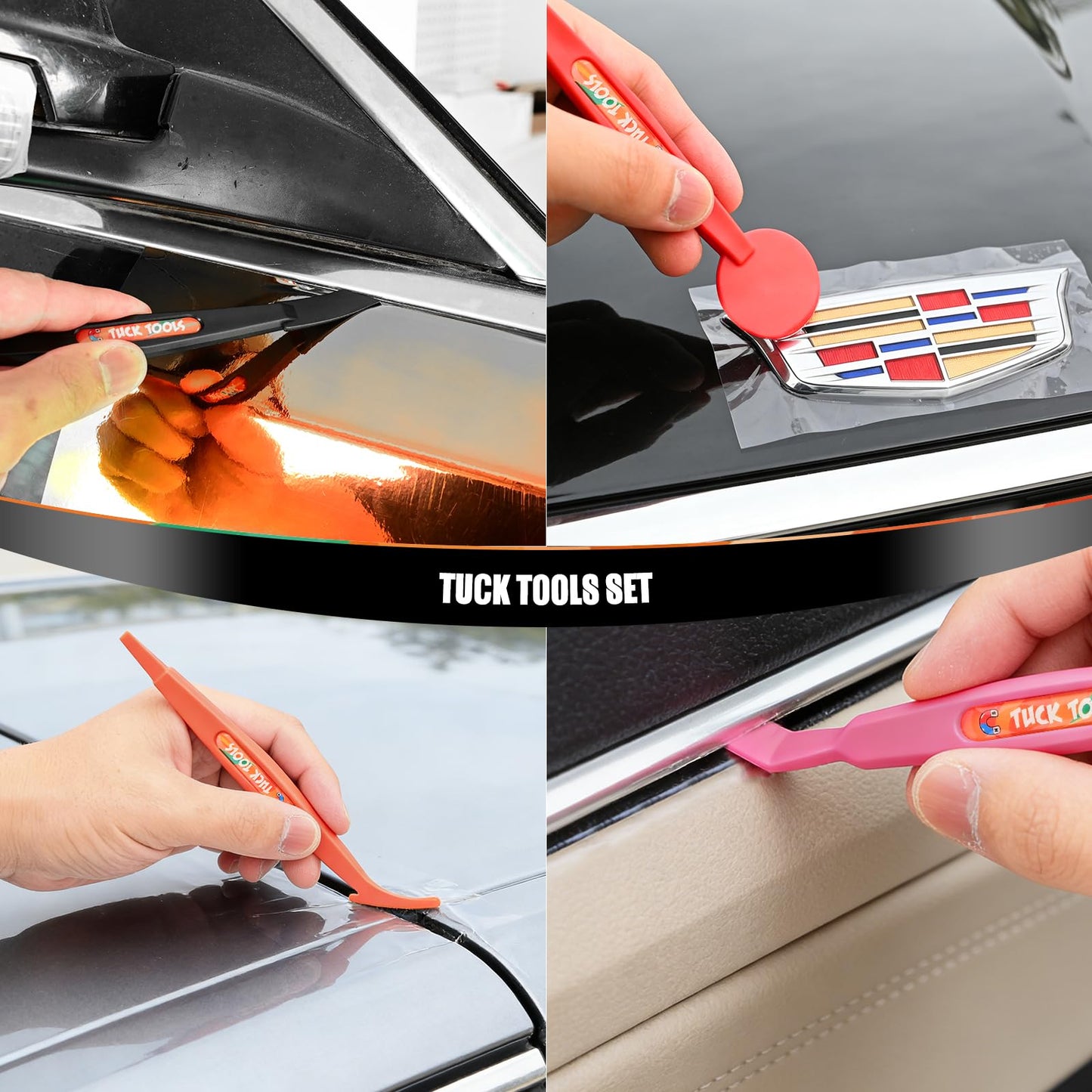 EHDIS Vinyl Tucking Tool 17 in 1 Vinyl Wrap Stick Set with Tool Pounch Car Wrapping Mini Corner Squeegee Curves Slot Vinyl Tools for Window Tinting,Vinyl Film Application,Wallpaper Installing