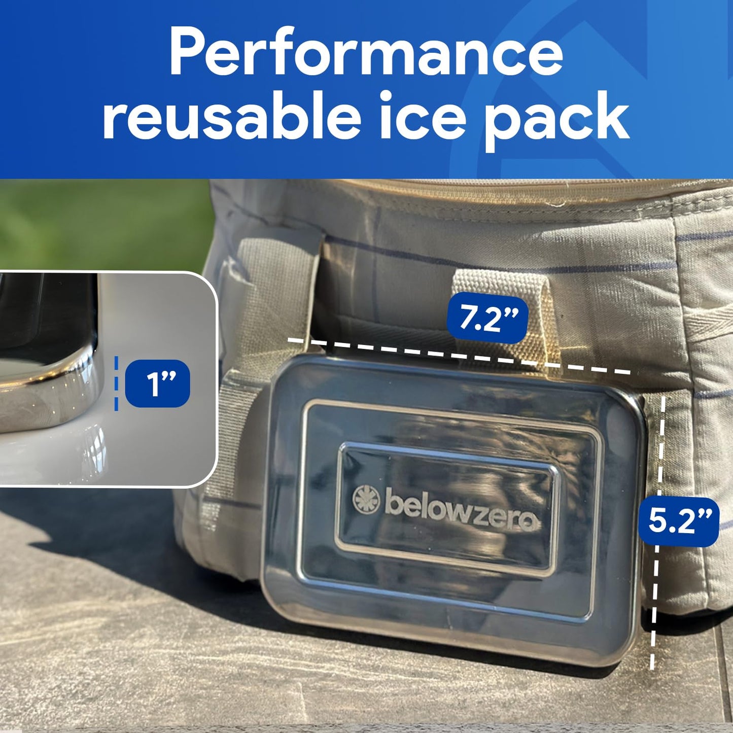 Below Zero Deluxe Stainless Steel Reusable Cooling Pack | Durable Ice Pack Lasts 48 Hours, Ice Pack for Bento, Lunch Bags, Coolers, Picnics, Camping, Beachgoers, Sporting Events | Longest Lasting