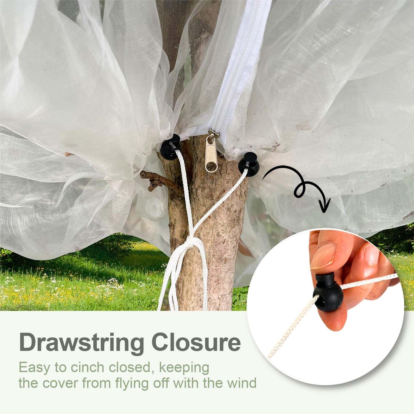 Homoda Fruit Tree Netting Cover with Zipper & Drawstring, 2 Packs 6ft x 6ft Insect Bird Barrier Netting for Garden Protection, Ultra Fine Mesh Garden Netting